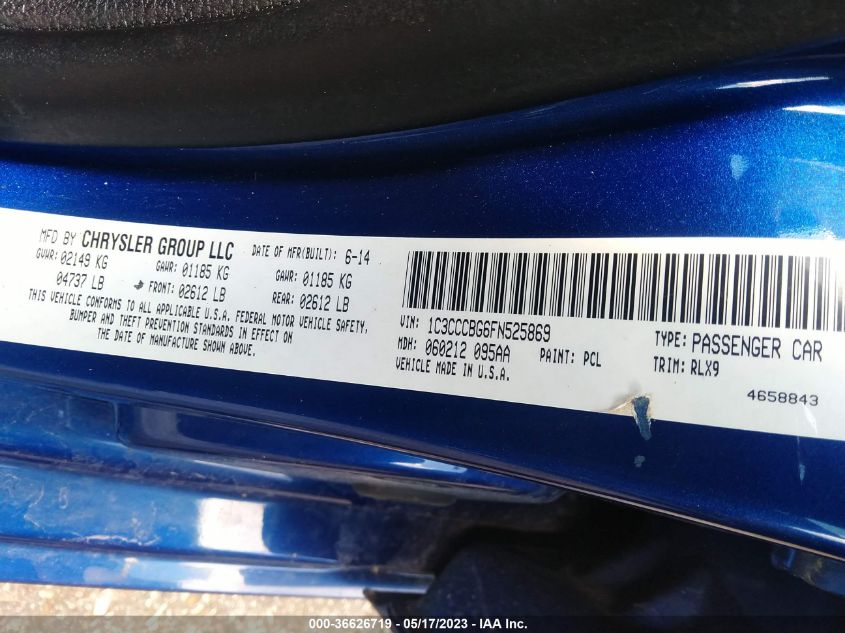 2015 CHRYSLER 200 S - 1C3CCCBG6FN525869