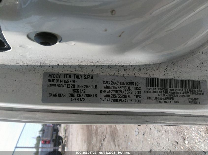2020 RAM PROMASTER CITY TRADESMAN - ZFBHRFAB4L6P50601
