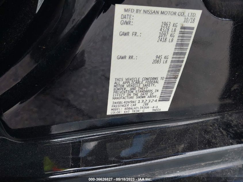 2019 NISSAN ALTIMA 2.5 SV - 1N4BL4DV9KC132324