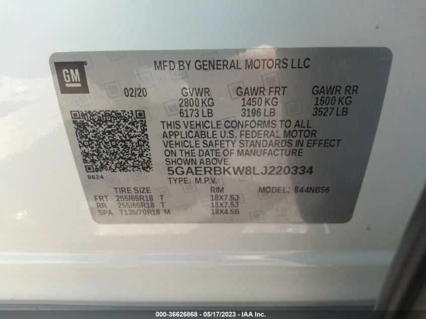 2020 BUICK ENCLAVE ESSENCE - 5GAERBKW8LJ220334