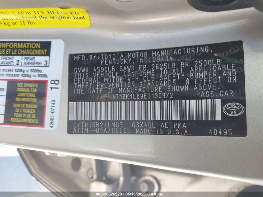 2014 TOYOTA AVALON LIMITED - 4T1BK1EB9EU130972