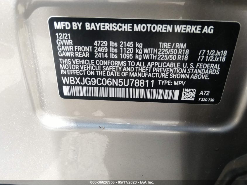 2022 BMW X1 XDRIVE28I - WBXJG9C06N5U78811