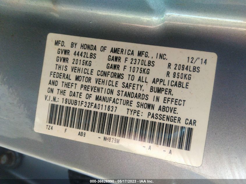 2015 ACURA TLX - 19UUB1F32FA011637