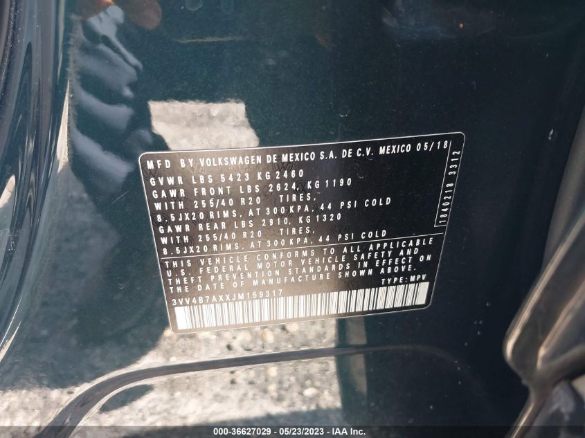 2018 VOLKSWAGEN TIGUAN SEL PREMIUM - 3VV4B7AXXJM159317