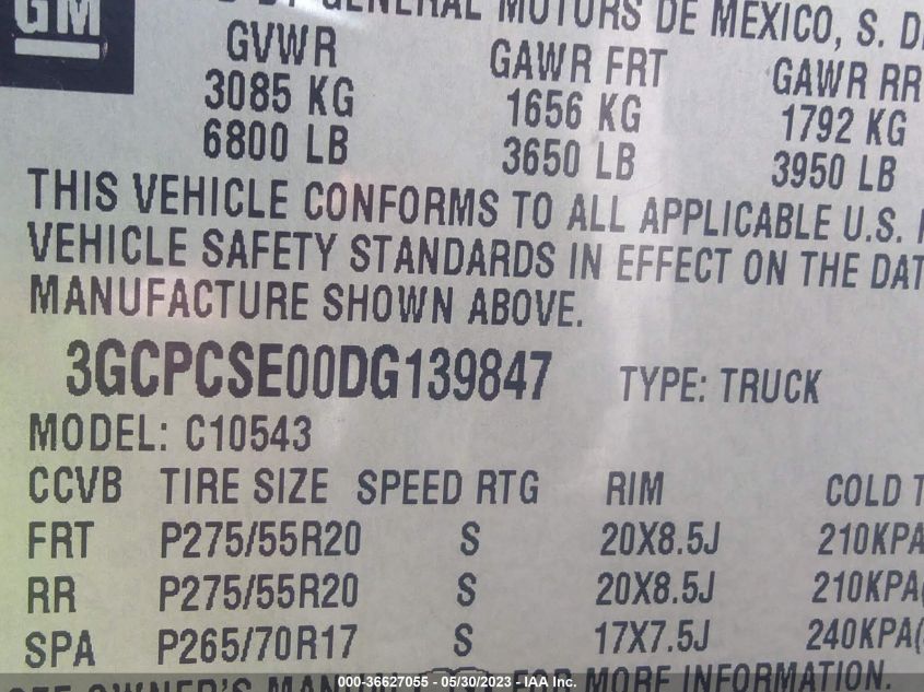 2013 CHEVROLET SILVERADO 1500 LT - 3GCPCSE00DG139847