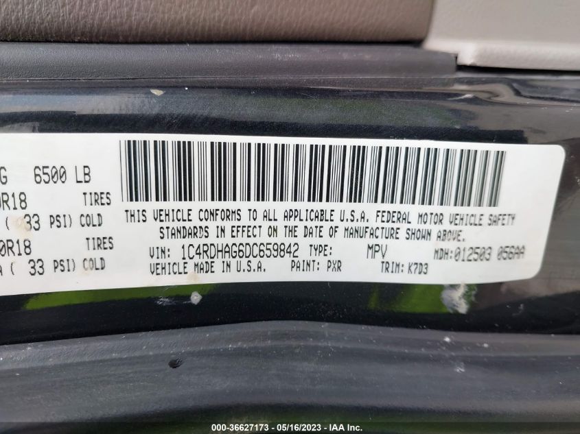 2013 DODGE DURANGO SXT - 1C4RDHAG6DC659842