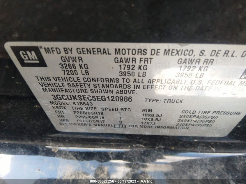 2014 CHEVROLET SILVERADO 1500 LTZ - 3GCUKSEC5EG120986