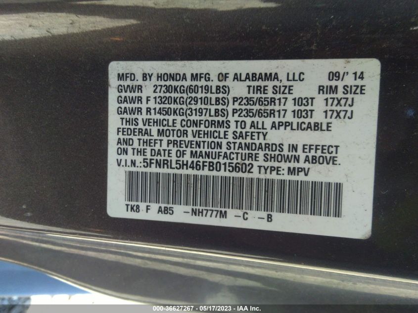 2015 HONDA ODYSSEY EX - 5FNRL5H46FB015602