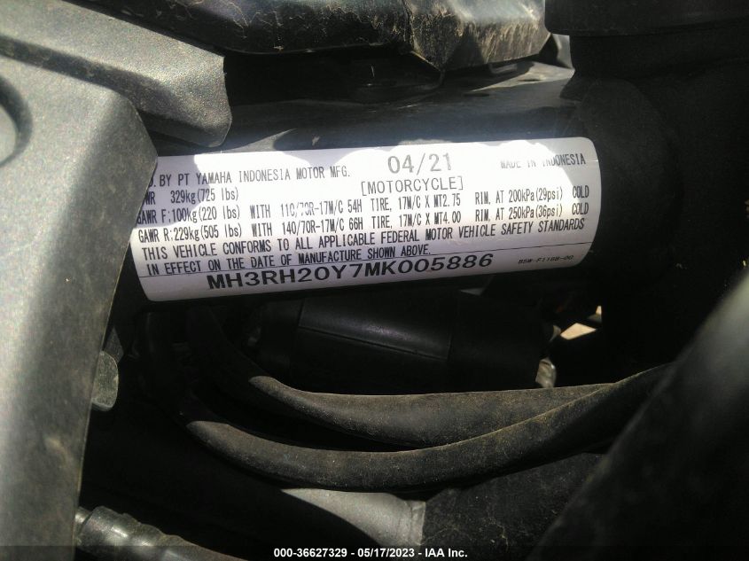 2021 YAMAHA MT-03 - MH3RH20Y7MK005886