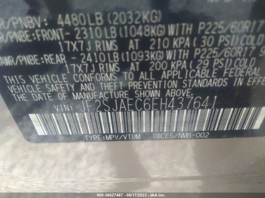 2014 SUBARU FORESTER 2.5I PREMIUM - JF2SJAEC6EH437641