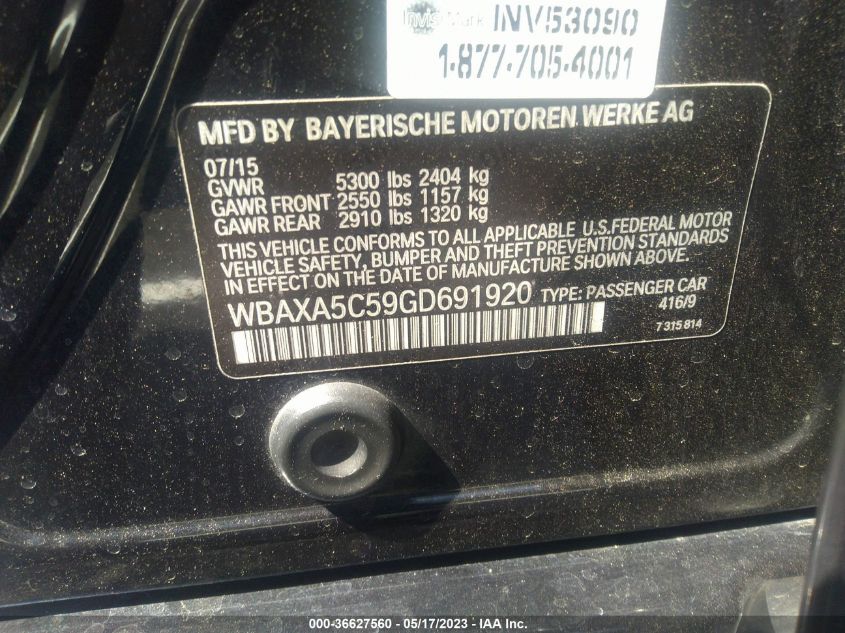 2016 BMW 5 SERIES 535D - WBAXA5C59GD691920