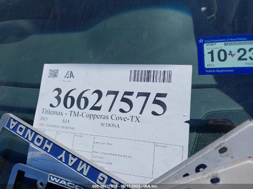 2015 KIA SEDONA LX - KNDMB5C19F6037681