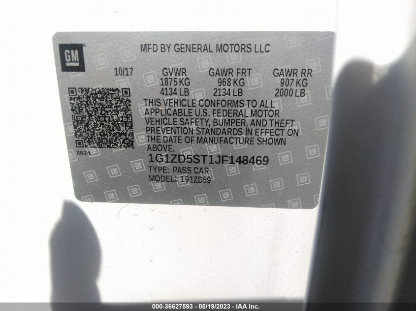 2018 CHEVROLET MALIBU LT - 1G1ZD5ST1JF148469