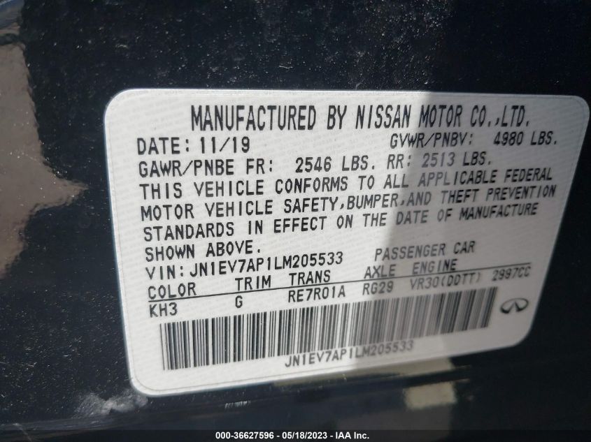 2020 INFINITI Q50 3.0T LUXE - JN1EV7AP1LM205533