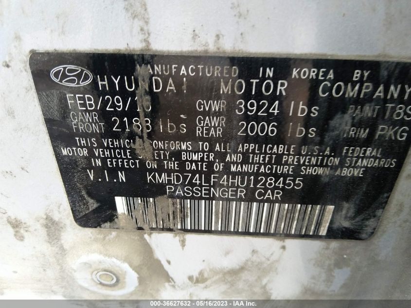 2017 HYUNDAI ELANTRA SE - KMHD74LF4HU128455