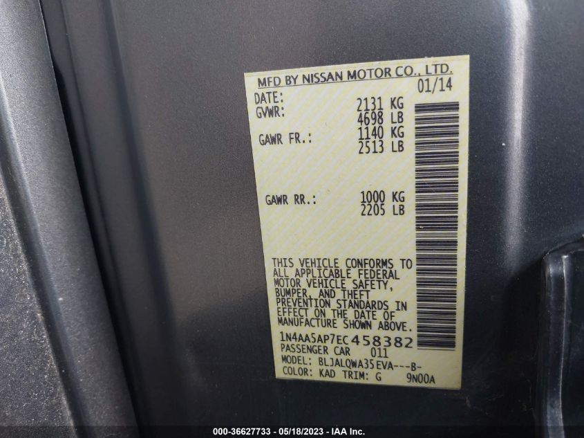 2014 NISSAN MAXIMA 3.5 - 1N4AA5AP7EC458382