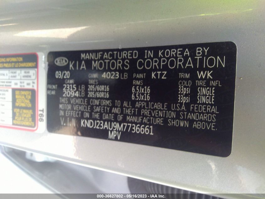 2021 KIA SOUL S - KNDJ23AU9M7736661