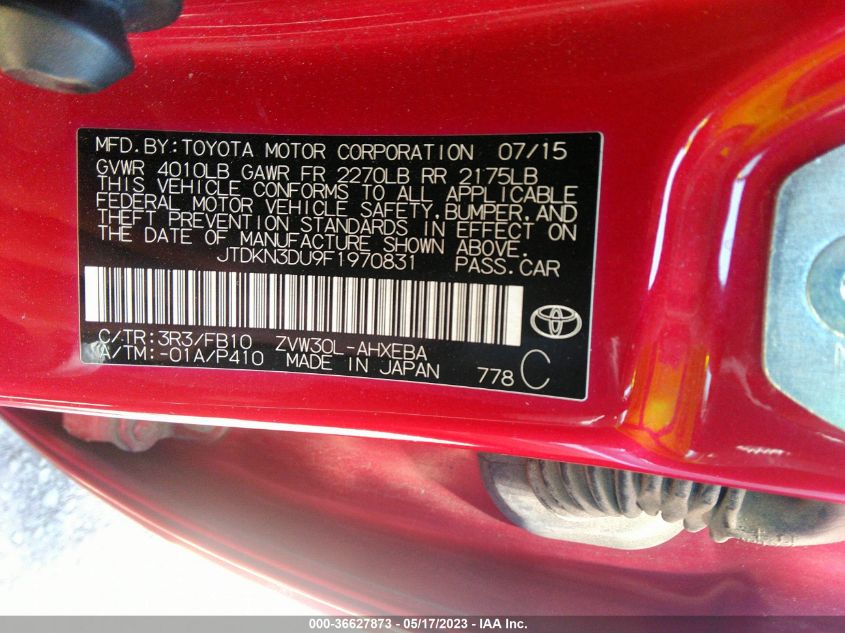2015 TOYOTA PRIUS FOUR - JTDKN3DU9F1970831