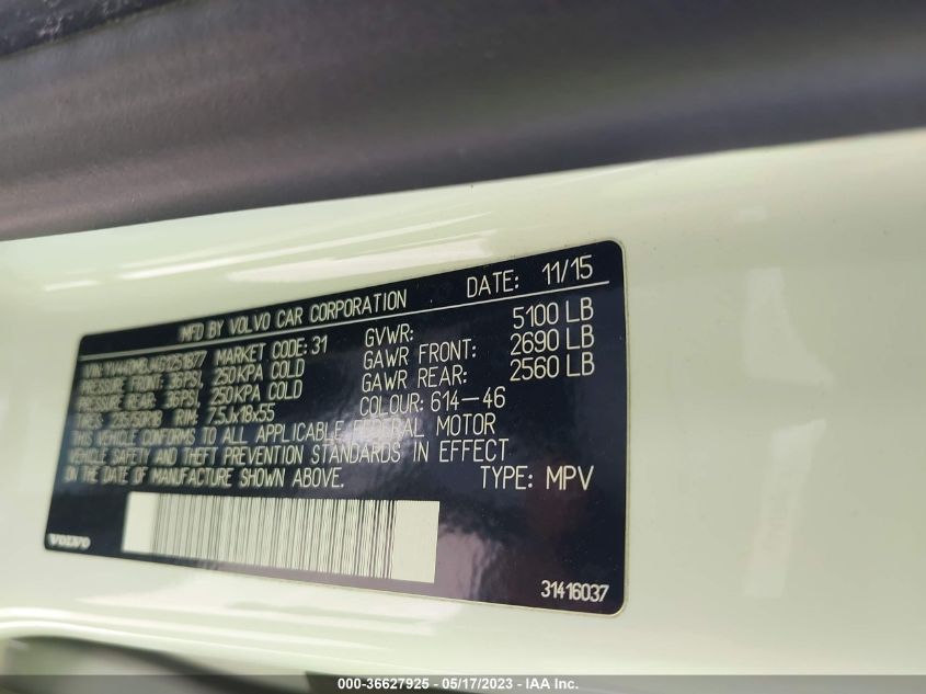 2016 VOLVO XC70 T5 DRIVE-E YV440MBJ4G1251877
