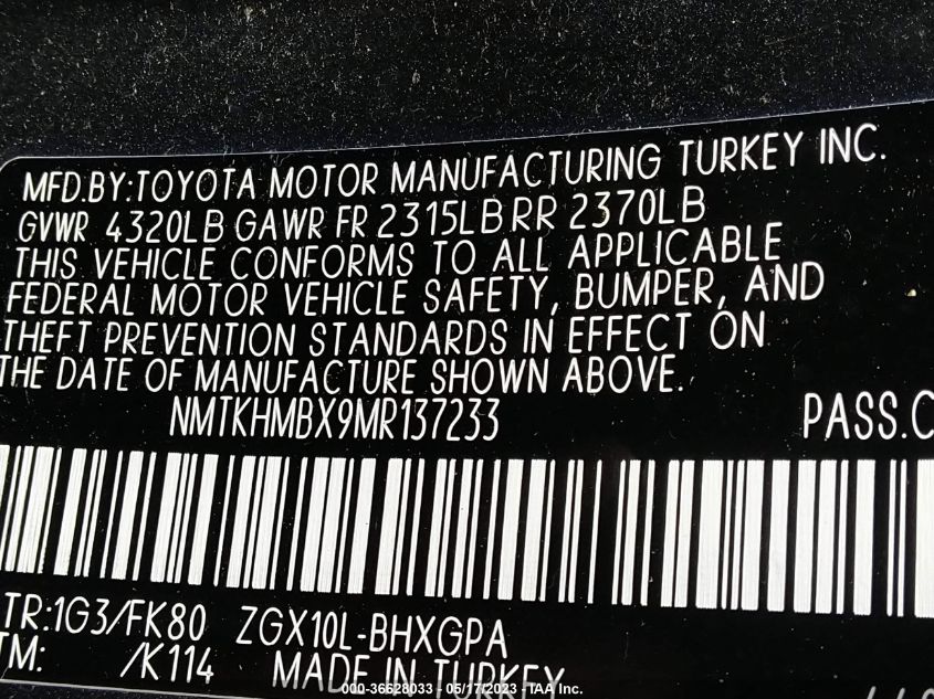2021 TOYOTA C-HR LE/XLE/LIMITED/NIGHTSHADE - NMTKHMBX9MR137233