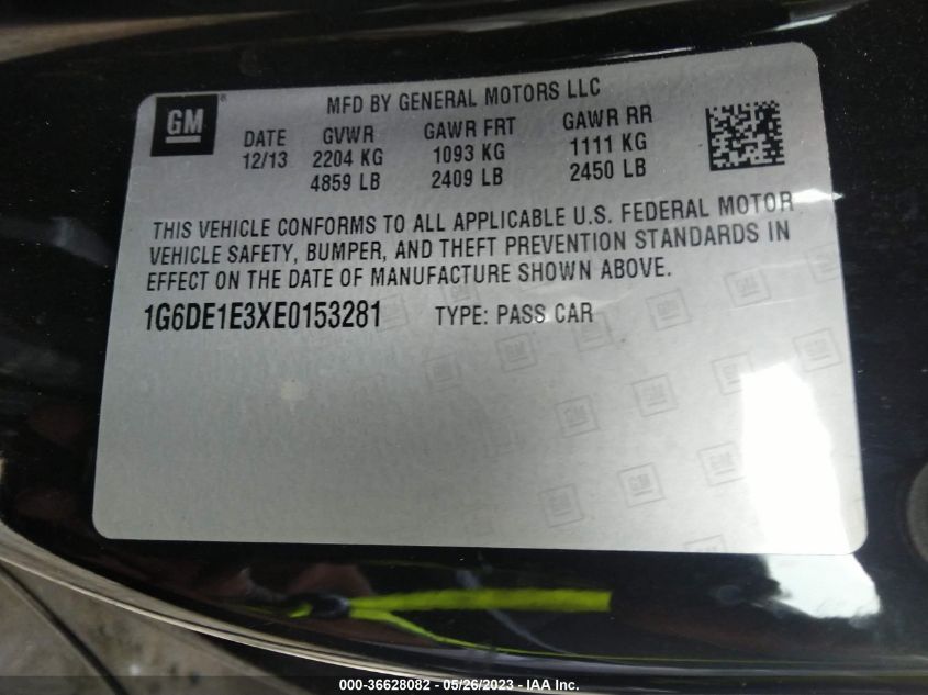 2014 CADILLAC CTS COUPE 1G6DE1E3XE0153281