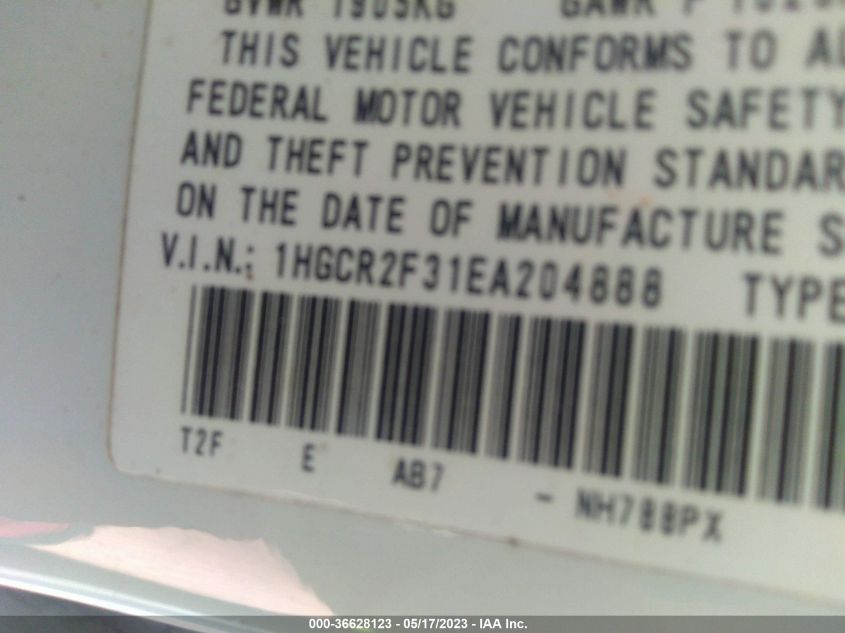 2014 HONDA ACCORD SEDAN LX - 1HGCR2F31EA204888