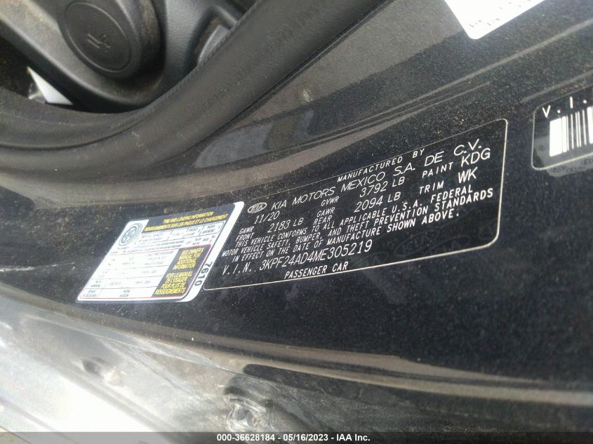 2021 KIA FORTE LXS - 3KPF24AD4ME305219
