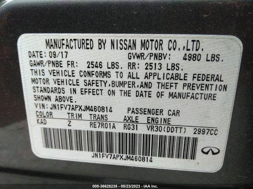 2018 INFINITI Q50 RED SPORT 400 - JN1FV7APXJM460814
