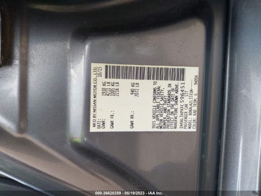 2015 NISSAN ALTIMA 2.5 - 1N4AL3APXFC596451