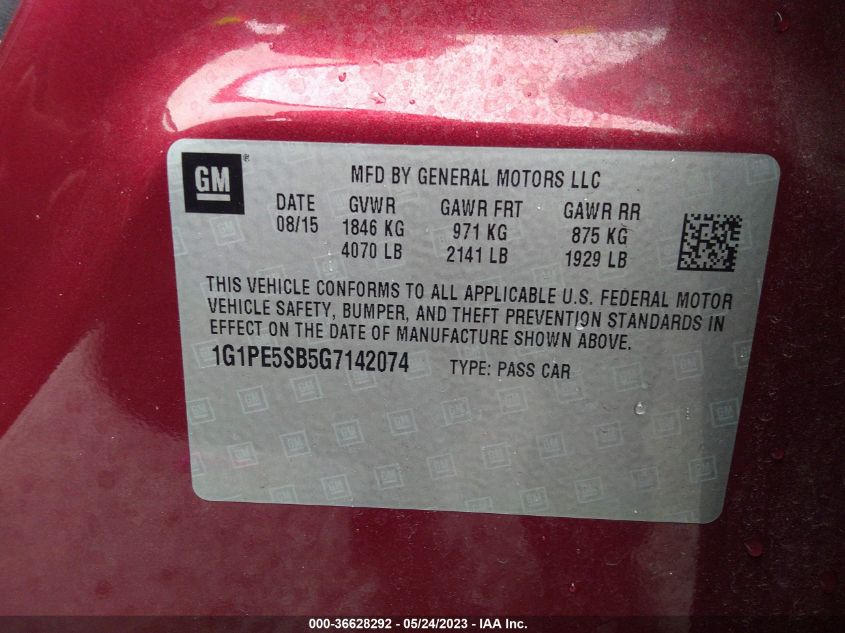 2016 CHEVROLET CRUZE LIMITED LT - 1G1PE5SB5G7142074