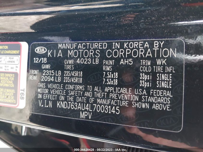 2020 KIA SOUL GT-LINE - KNDJ63AU4L7003145
