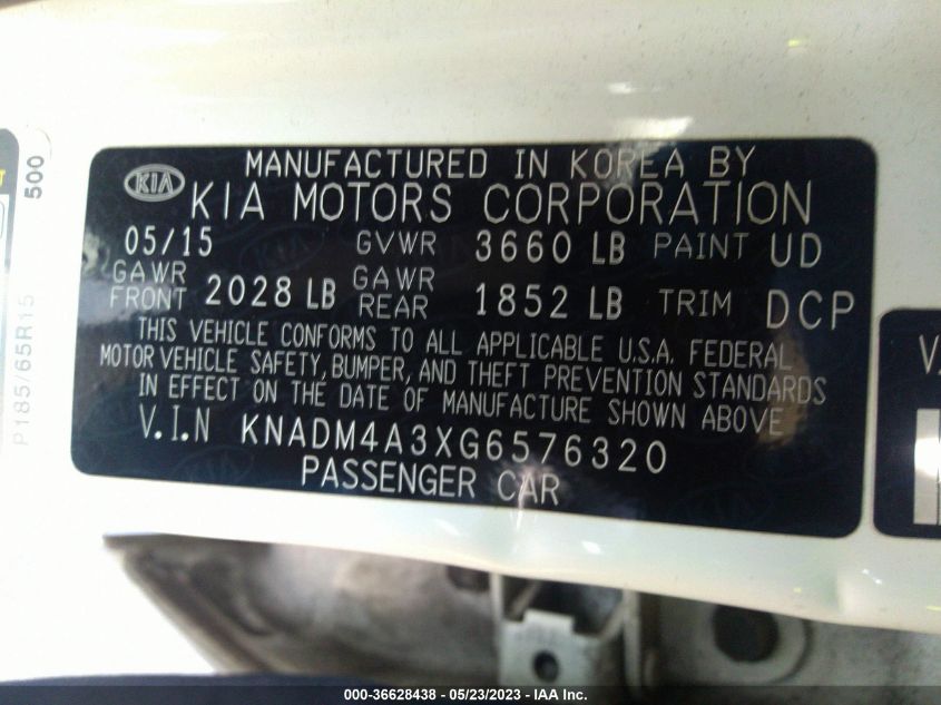 2016 KIA RIO LX - KNADM4A3XG6576320