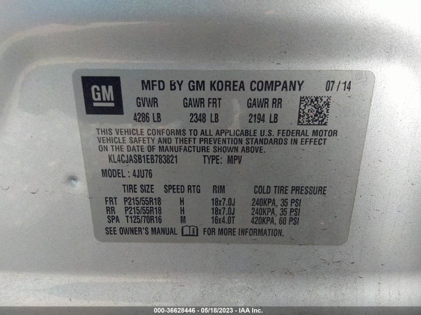 2014 BUICK ENCORE - KL4CJASB1EB783821