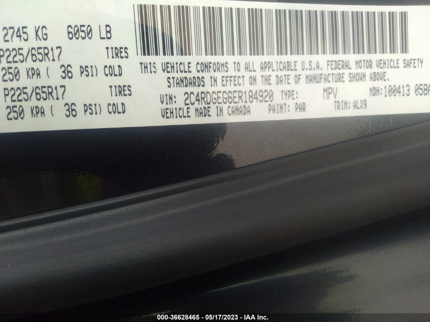 2014 DODGE GRAND CARAVAN R/T - 2C4RDGEG6ER184920