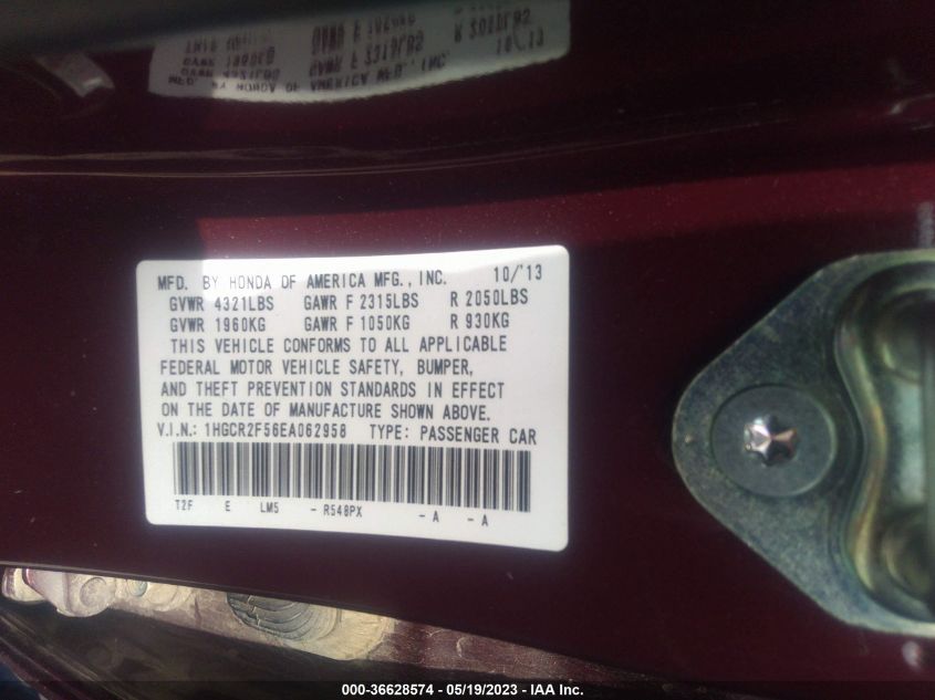2014 HONDA ACCORD SEDAN SPORT - 1HGCR2F56EA062958