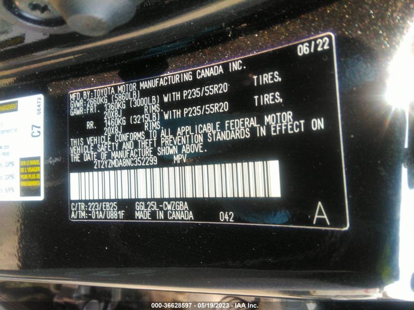 2022 LEXUS RX RX 350 F SPORT HANDLING - 2T2YZMDA8NC352299