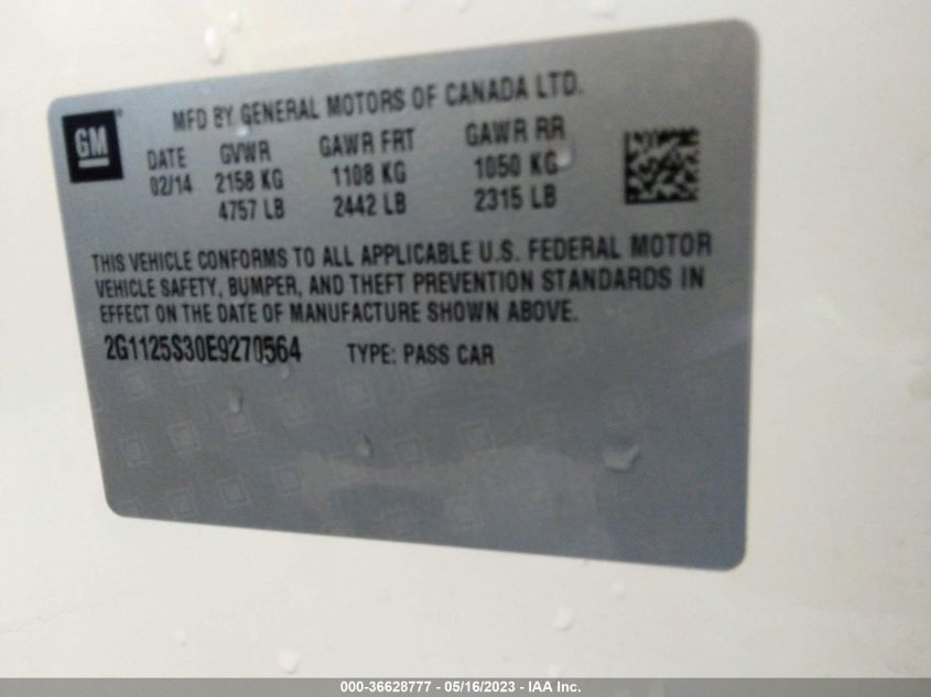 2014 CHEVROLET IMPALA LT - 2G1125S30E9270564