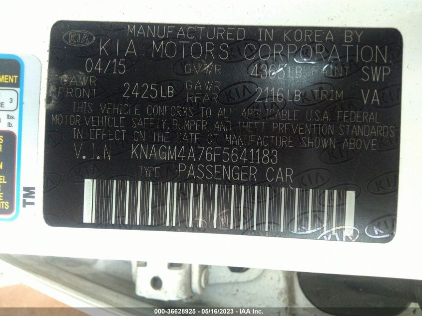 2015 KIA OPTIMA LX - KNAGM4A76F5641183