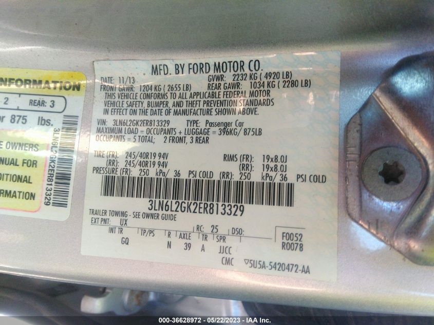 2014 LINCOLN MKZ - 3LN6L2GK2ER813329