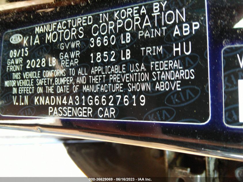 2016 KIA RIO EX - KNADN4A31G6627619