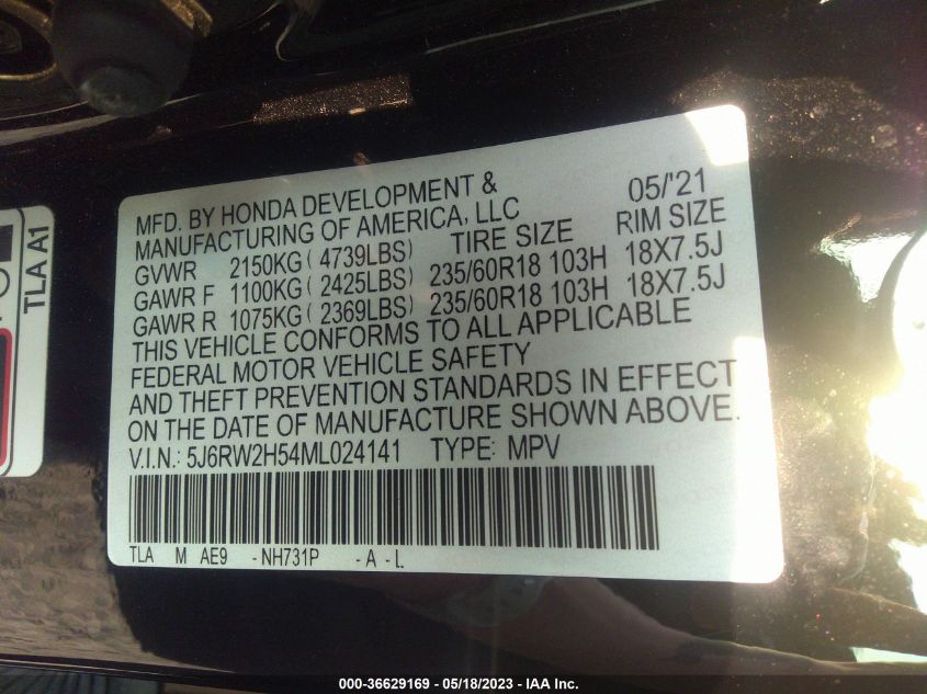 2021 HONDA CR-V EX - 5J6RW2H54ML024141