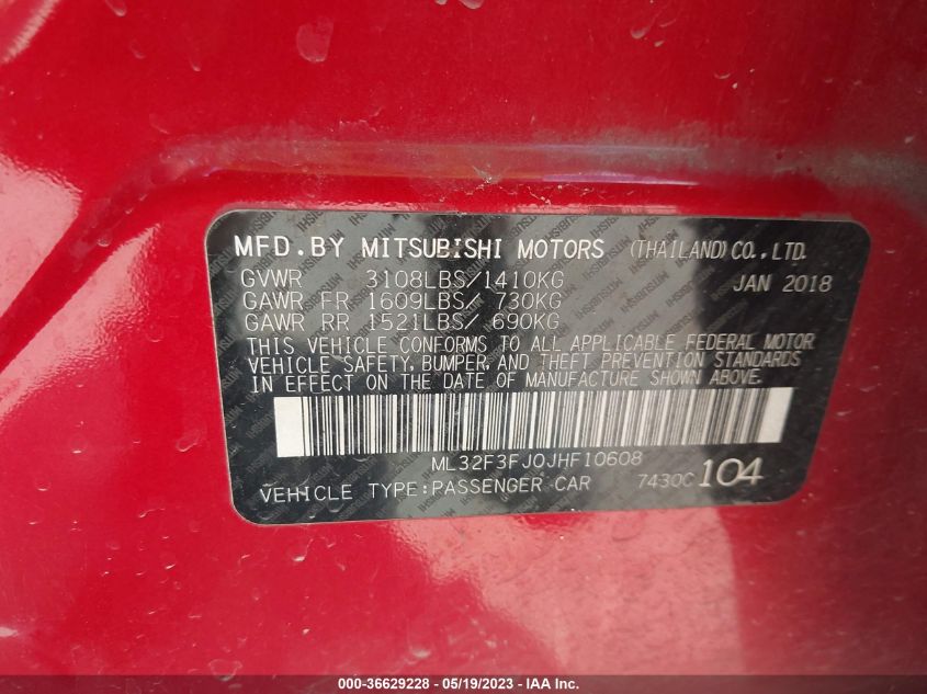 2018 MITSUBISHI MIRAGE G4 ES - ML32F3FJ0JHF10608