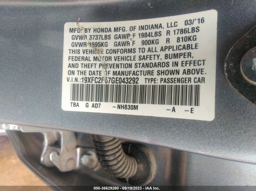 2016 HONDA CIVIC SEDAN LX - 19XFC2F67GE043292