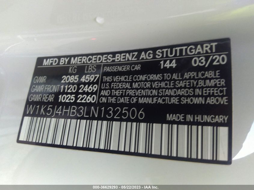 2020 MERCEDES-BENZ CLA CLA 250 - W1K5J4HB3LN132506