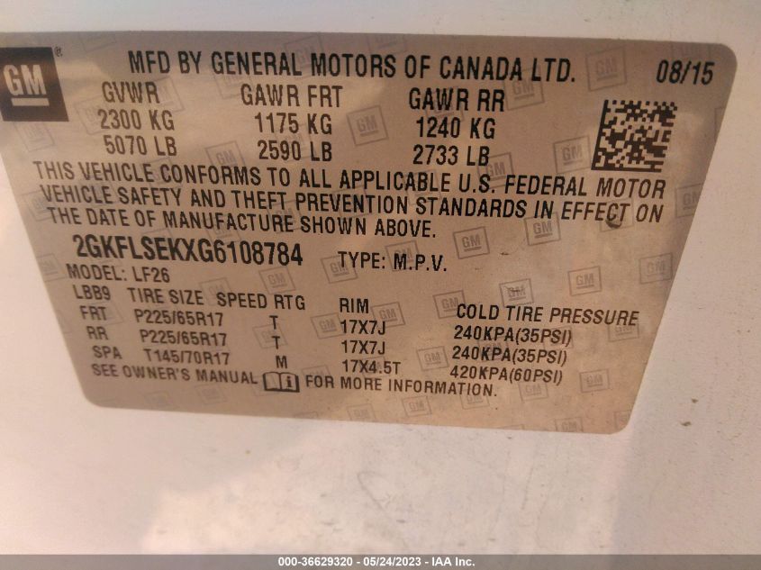 2016 GMC TERRAIN SLE - 2GKFLSEKXG6108784