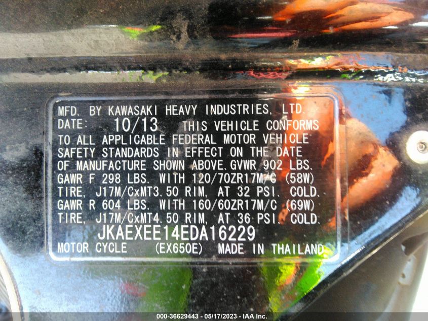 2014 KAWASAKI EX650 E - JKAEXEE14EDA16229