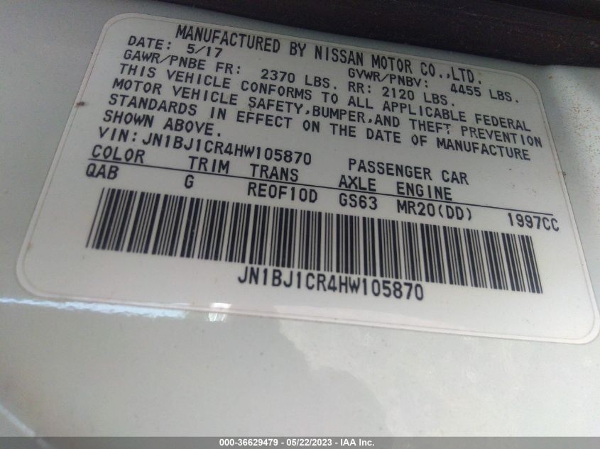2017 NISSAN ROGUE SPORT SL - JN1BJ1CR4HW105870