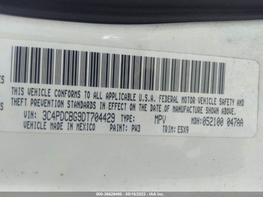 2013 DODGE JOURNEY SXT - 3C4PDCBG9DT704429