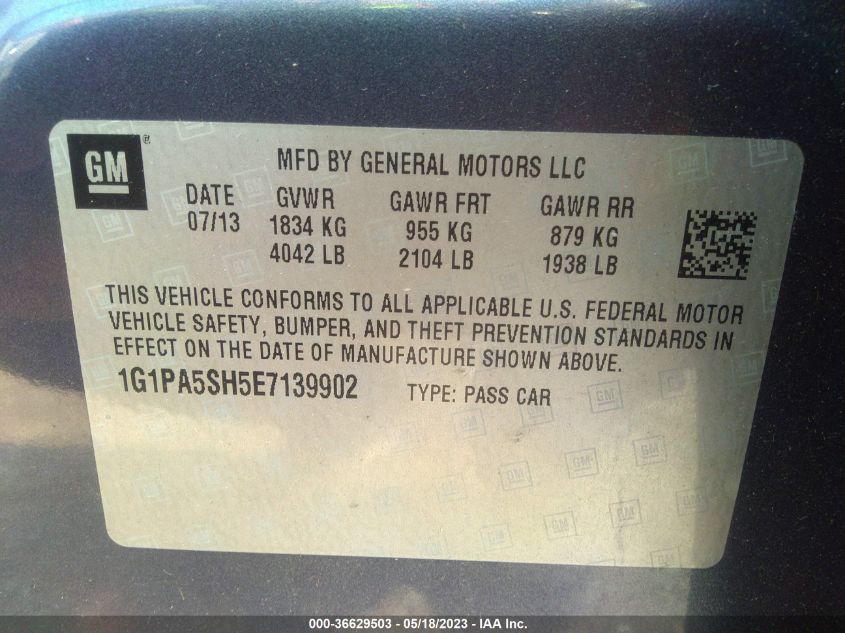 2014 CHEVROLET CRUZE LS - 1G1PA5SH5E7139902