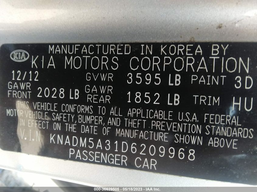 2013 KIA RIO LX - KNADM5A31D6209968